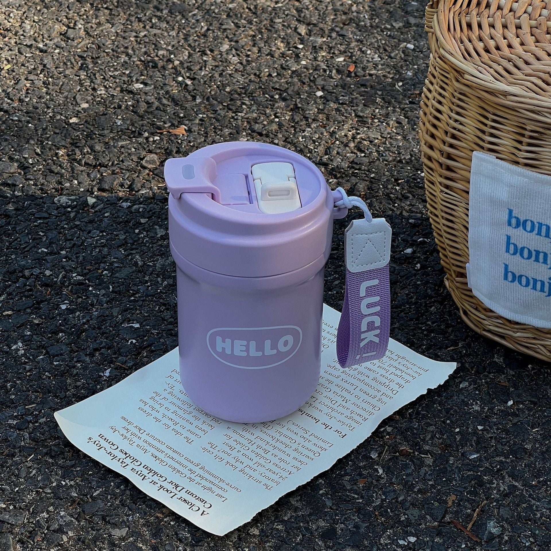 Insulated Water Bottle Unisex BPA-Free Plastic Leakproof with Carrying Strap and Click Lid
