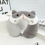 Neck Support Pillow Soft Plush Cat Shape Ergonomic Travel and Home Comfort