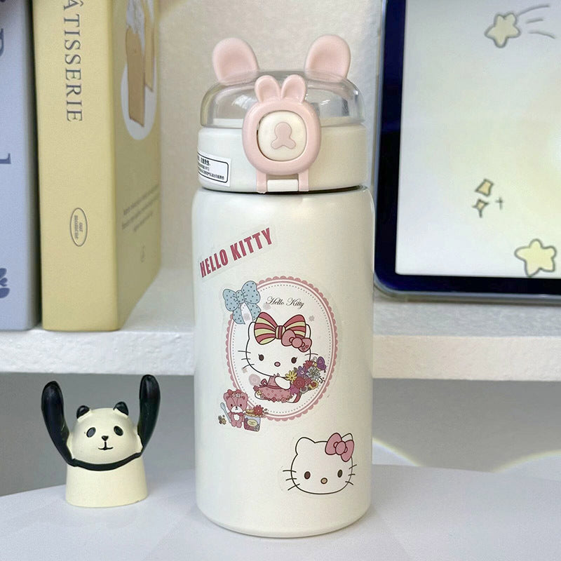 Insulated Plastic Water Bottle with Secure Flip Lid Hello Kitty Design for Women