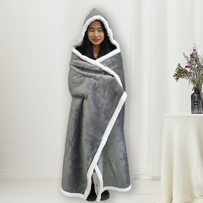 Women's Hooded Blanket Soft Warm Fleece Cozy Oversized Wrap