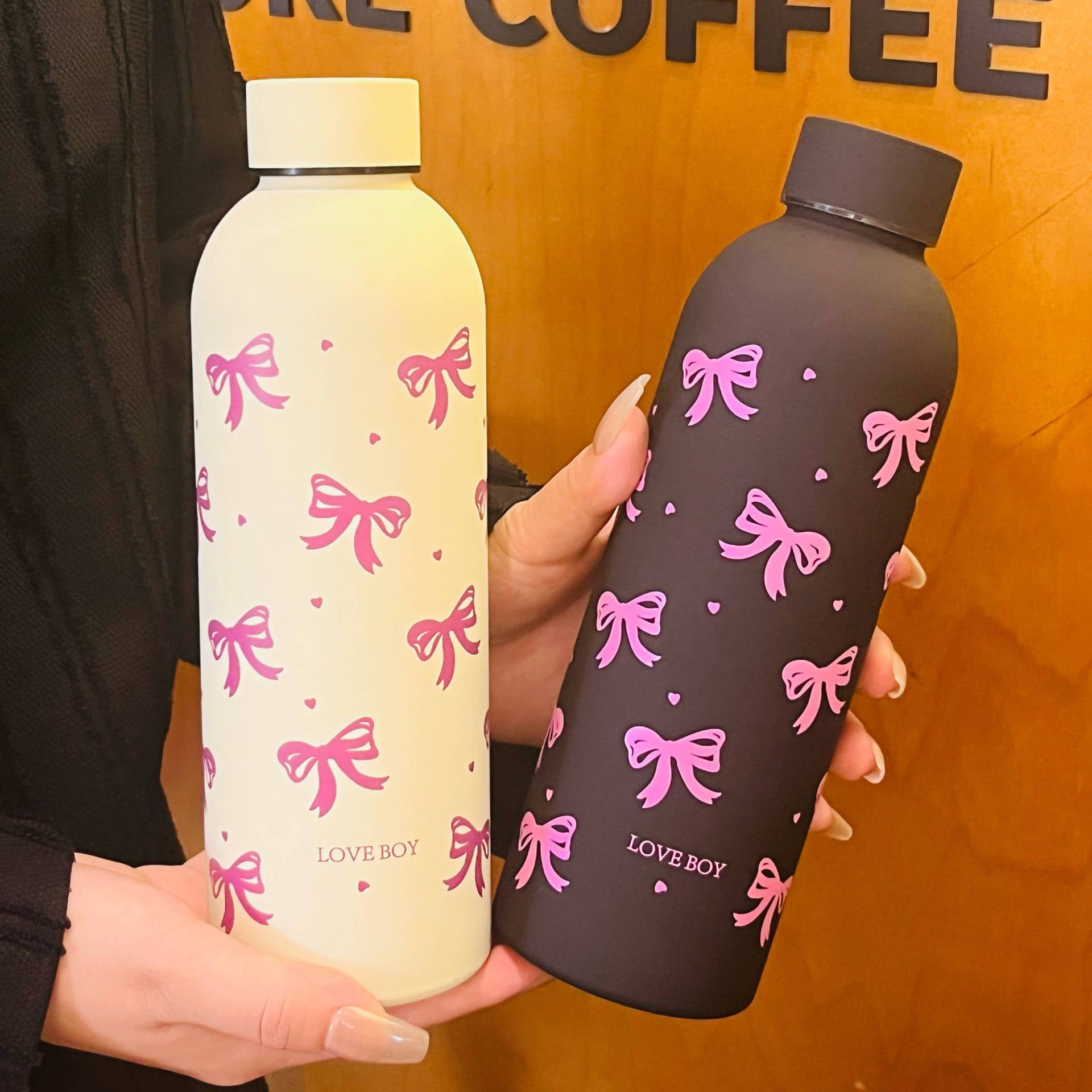 Women's Insulated Water Bottle Double-Walled Hot Cold Leakproof with Stylish Bow Design