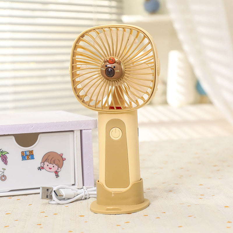 Rechargeable Portable Handheld Fan with Stand Child-Friendly Bear Design