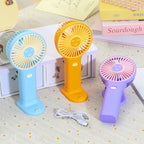 Portable USB Hand Fan for Women with Smiling Face Design Lightweight Rechargeable Handheld Fan