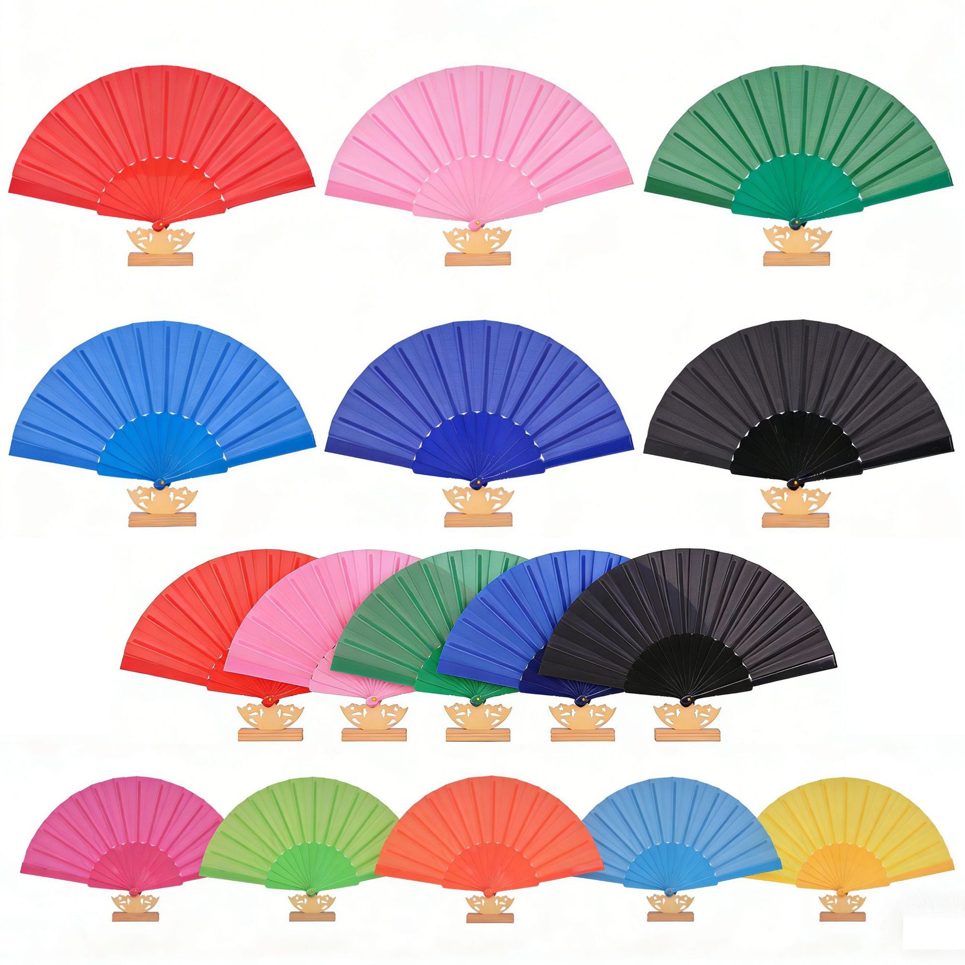 Ladies Decorative Fan with Elegant Wooden Handle Lightweight Stylish Accessory