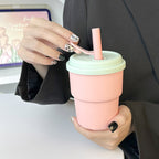 Reusable Women's Drinking Cup with Integrated Straw Leak-Proof Lid BPA-Free Dishwasher Safe