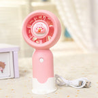 Portable Handheld Fan with Cute Animal Design USB Rechargeable Lightweight Personal Fan