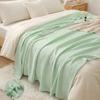 Bowlift Cotton Waffle Knit Throw Blanket Lightweight Breathable Cozy Bed Throw