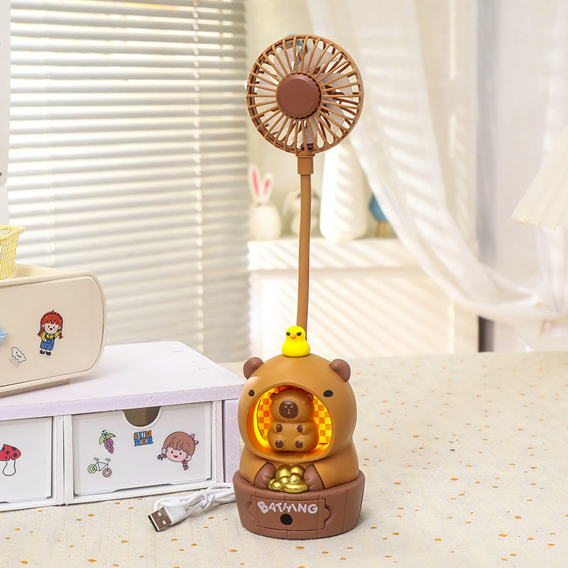 Creative Bear Design USB Table Fan with LED Light Compact Portable Desk Fan