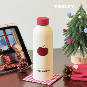 Insulated Stainless Steel Water Bottle for Women with Dog Motif Leak-Proof Screw Cap