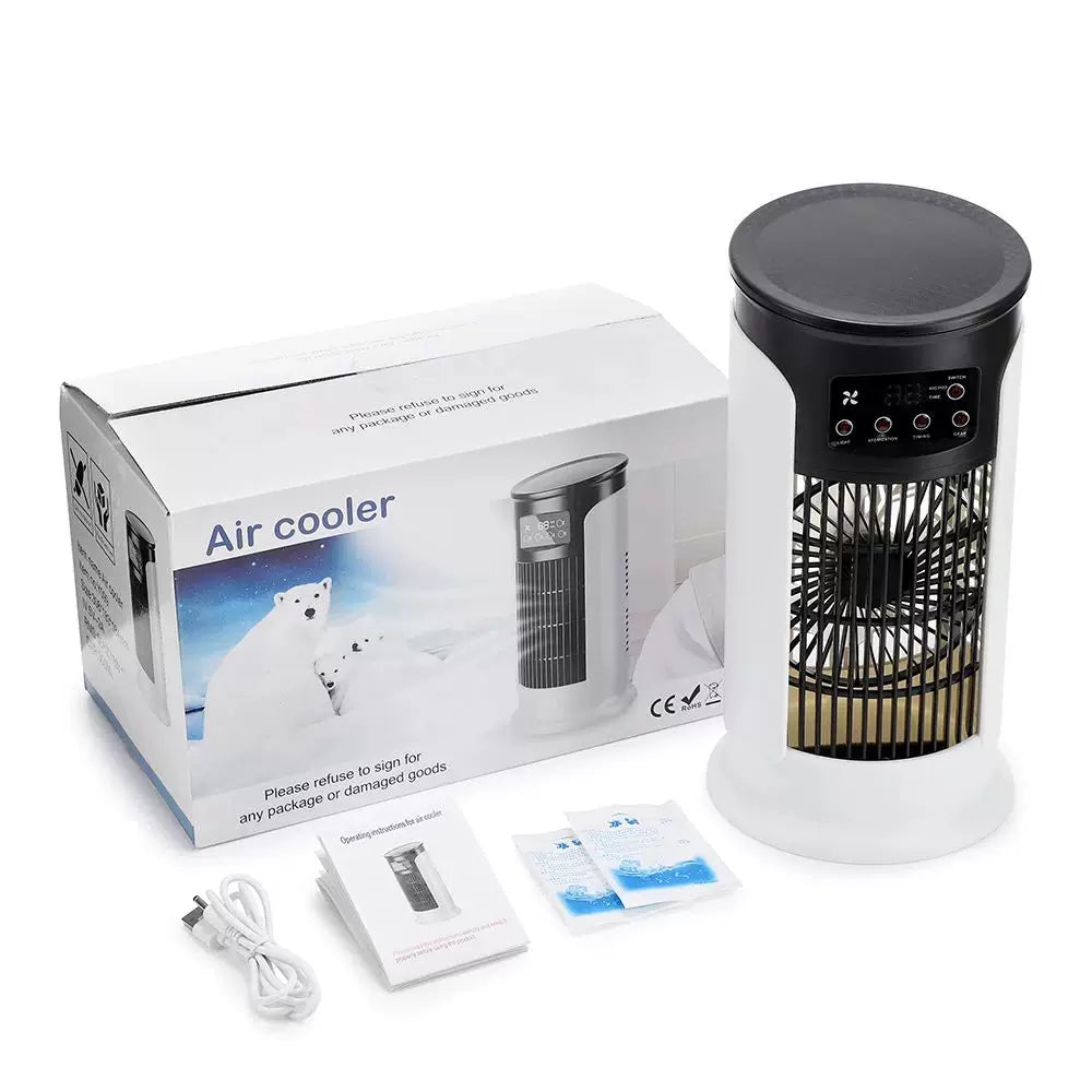 Personal Evaporative Tower Cooler USB Powered Compact Quiet Desk Fan with Refillable Cooling Packs