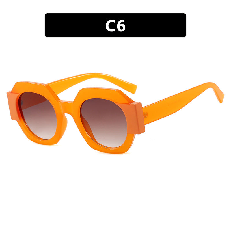 Ladies Hexagonal Sunglasses UV Protection Lightweight Fashionable Frame