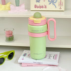 Ladies Insulated Water Bottle BPA-Free Plastic Leak-Proof Lid Ergonomic Handle Multi-Functional