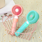 Portable Mini Hand Fan with USB Charging and Integrated LED Light Compact Rechargeable Personal Fan