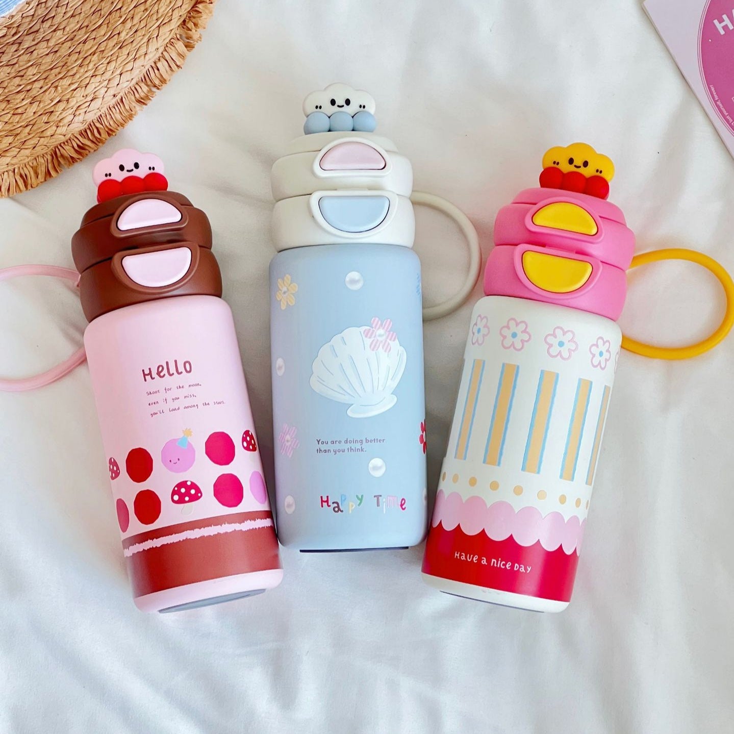 Creative Watermelon Print BPA-Free Plastic Water Bottle Leak-Proof Cap Handle for Women