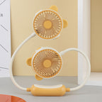 Rechargeable Portable Neck Fan Double Fan Flexible Gooseneck Quiet Hands-Free Cooling