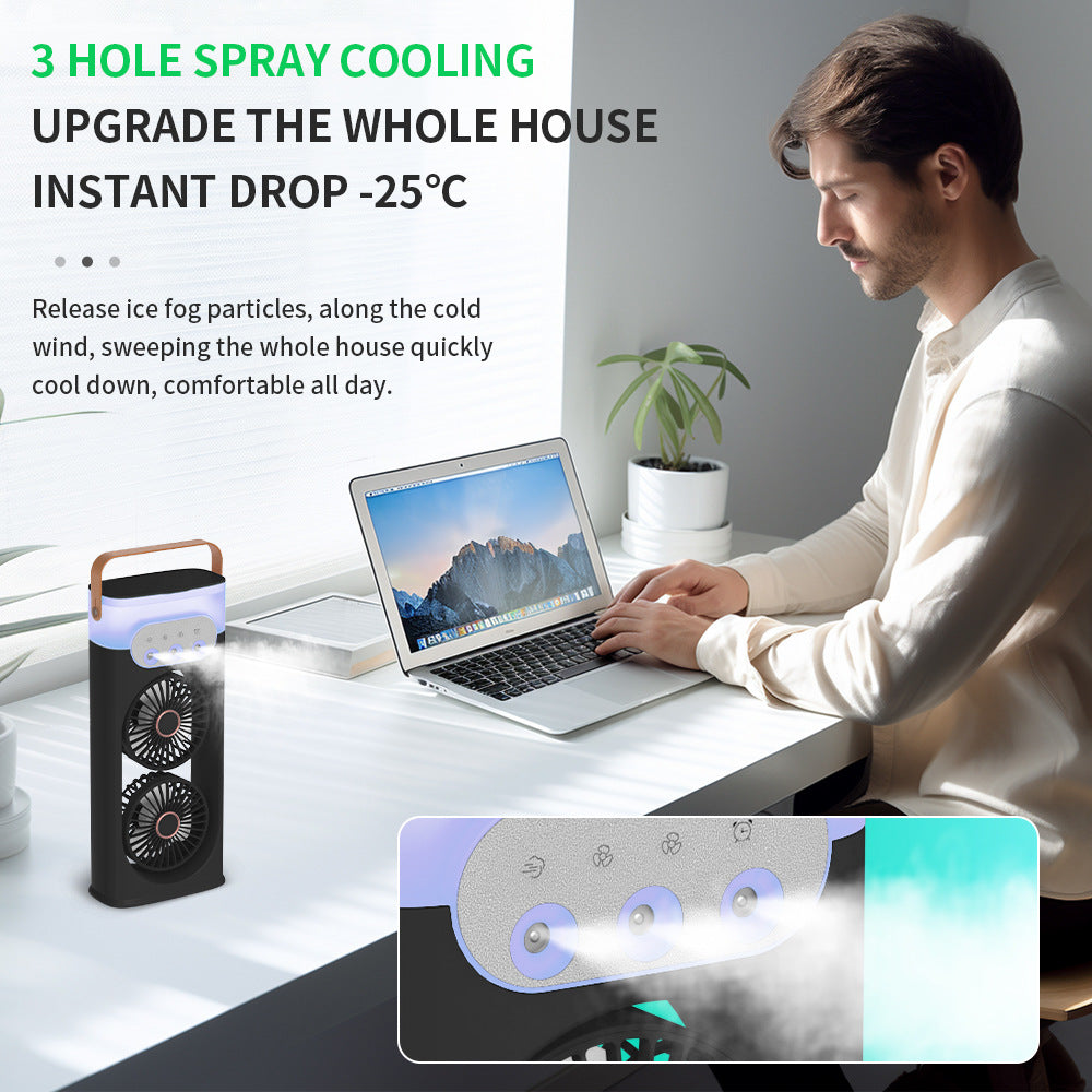 Portable Dual Fan Lightweight Rechargeable Personal Cooling Fan