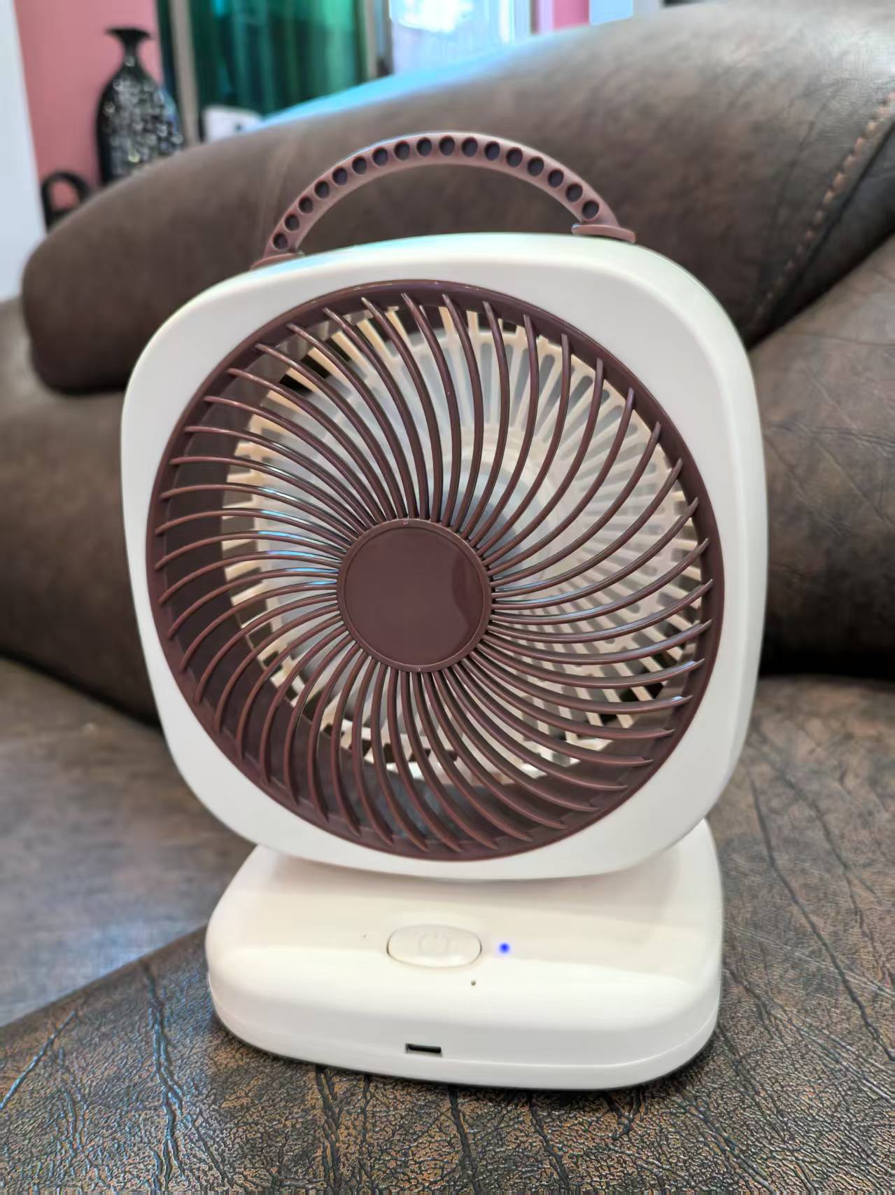 Portable High-Performance USB Rechargeable Fan with Adjustable Tilt and Carry Handle