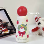 Women’s Insulated Thermos Bottle BPA-Free Plastic Leak-Proof Cute Christmas Design Flip-Top Lid