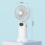 Portable Mini Fan Battery Operated Compact with LED Display and Multiple Speeds