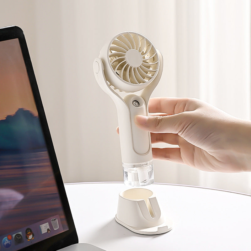 Portable Handheld Fan Foldable Adjustable Head USB Charging Station Compact