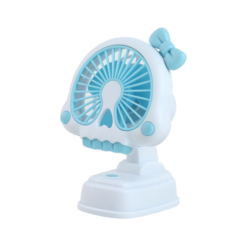 Cartoon Skull-Themed USB Rechargeable Desk Fan Portable Adjustable Speed