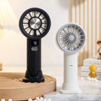 Portable Hand Fan with LCD Display USB Rechargeable Compact Personal Cooling Fan