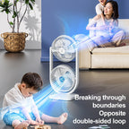 Ladies Table Fan Adjustable Height 3 Speeds Dual Airflow Battery Powered