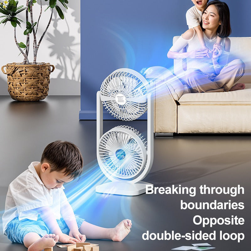 Ladies Table Fan Adjustable Height 3 Speeds Dual Airflow Battery Powered