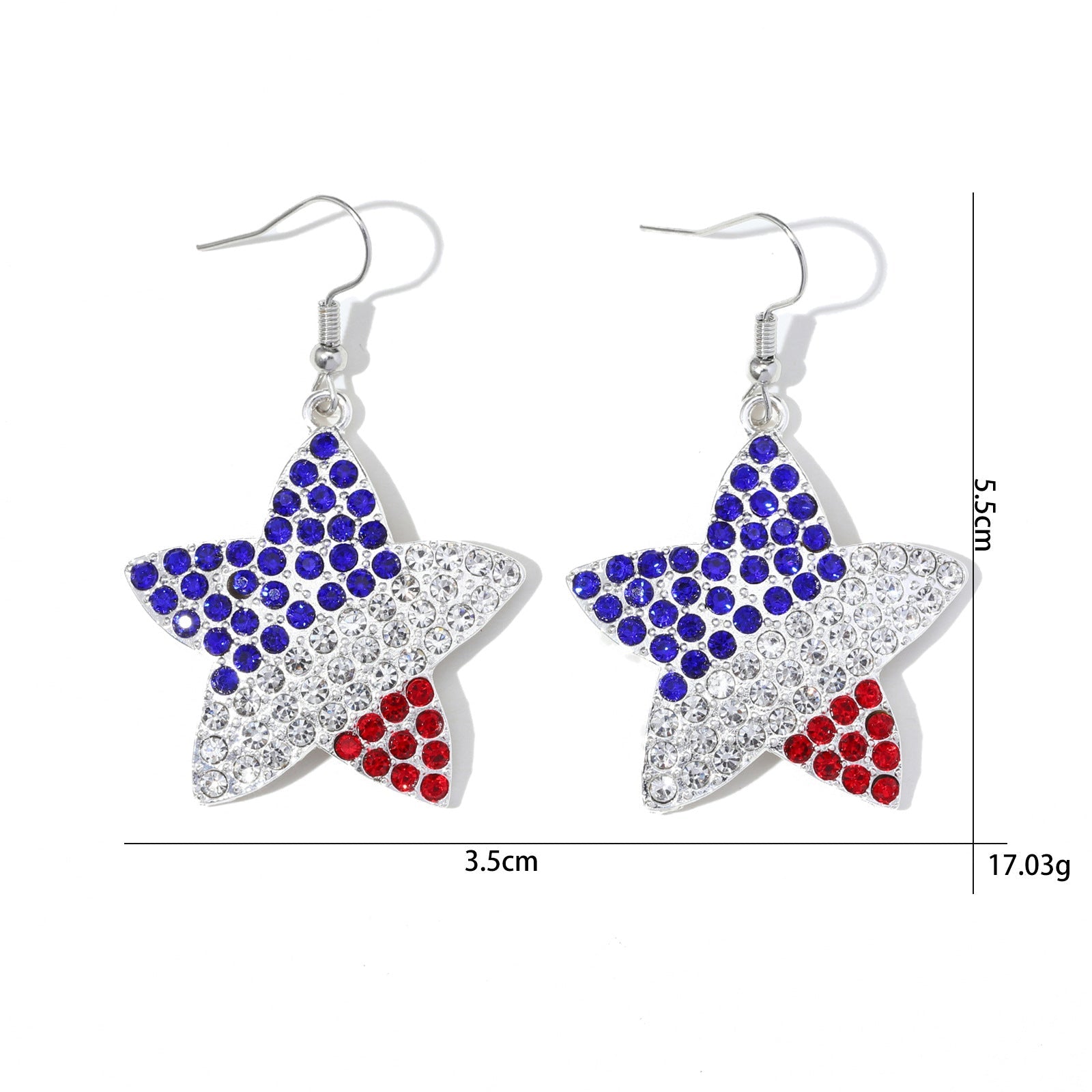 Women's Lightweight Star Earrings Enamel Flag Design Fishhook Closure Zinc Alloy