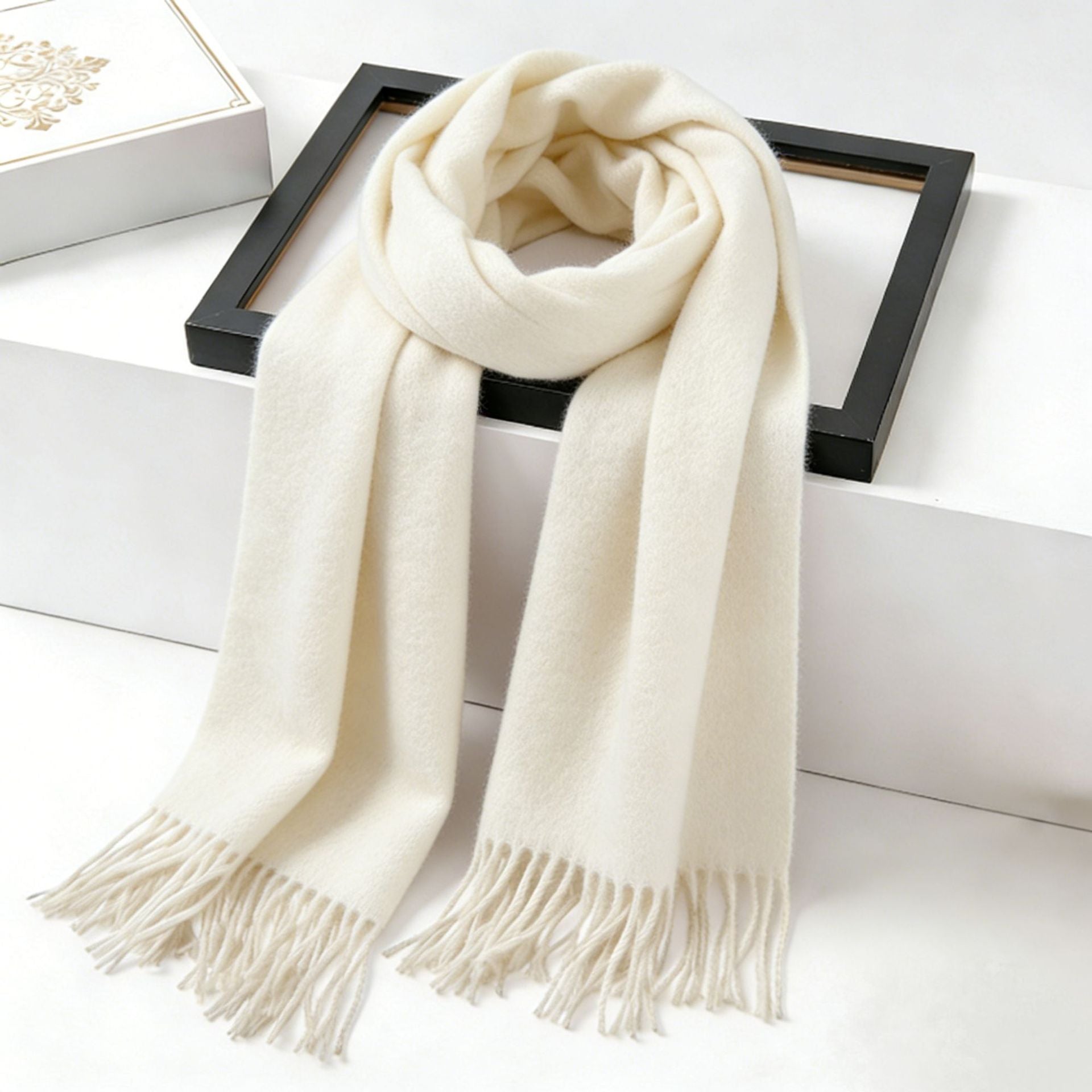 Brehn Cashmere Scarf Women Soft Warm Elegant Classic Neck Wrap with Fringes