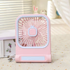 Portable Mini Fan USB Powered with Cute Cat Design Lightweight Handheld Personal Cooling Fan