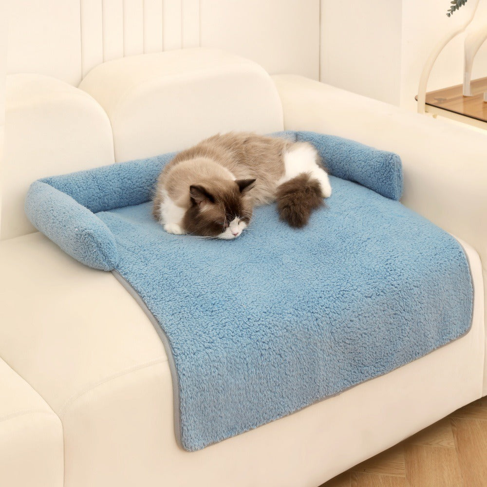 Cozy Cat Bed Plush Ergonomic Raised Sides Non-Slip Base Comfortable Pet Lounger