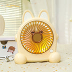 Portable Hand Fan USB Rechargeable Cute Animal Design Compact Lightweight Cooling Fan for Women