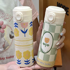 Insulated Stainless Steel Water Bottle with Floral Pattern Ladies Travel Bottle BPA-Free