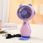 Women’s Portable Mini Fan USB Rechargeable Cute Animal Design Lightweight Handheld