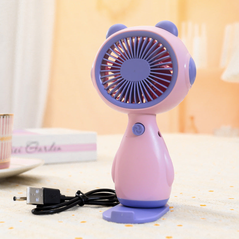 Women’s Portable Mini Fan USB Rechargeable Cute Animal Design Lightweight Handheld