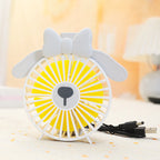 Portable USB Table Fan Compact Quiet Cooling with Bow Decoration for Desk or Nightstand