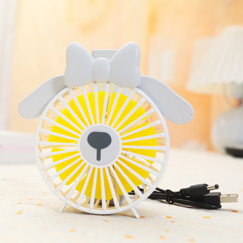 Portable USB Table Fan Compact Quiet Cooling with Bow Decoration for Desk or Nightstand