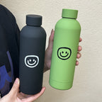 Women's Stainless Steel Insulated Water Bottle Leak-Proof Cap Smiley Design