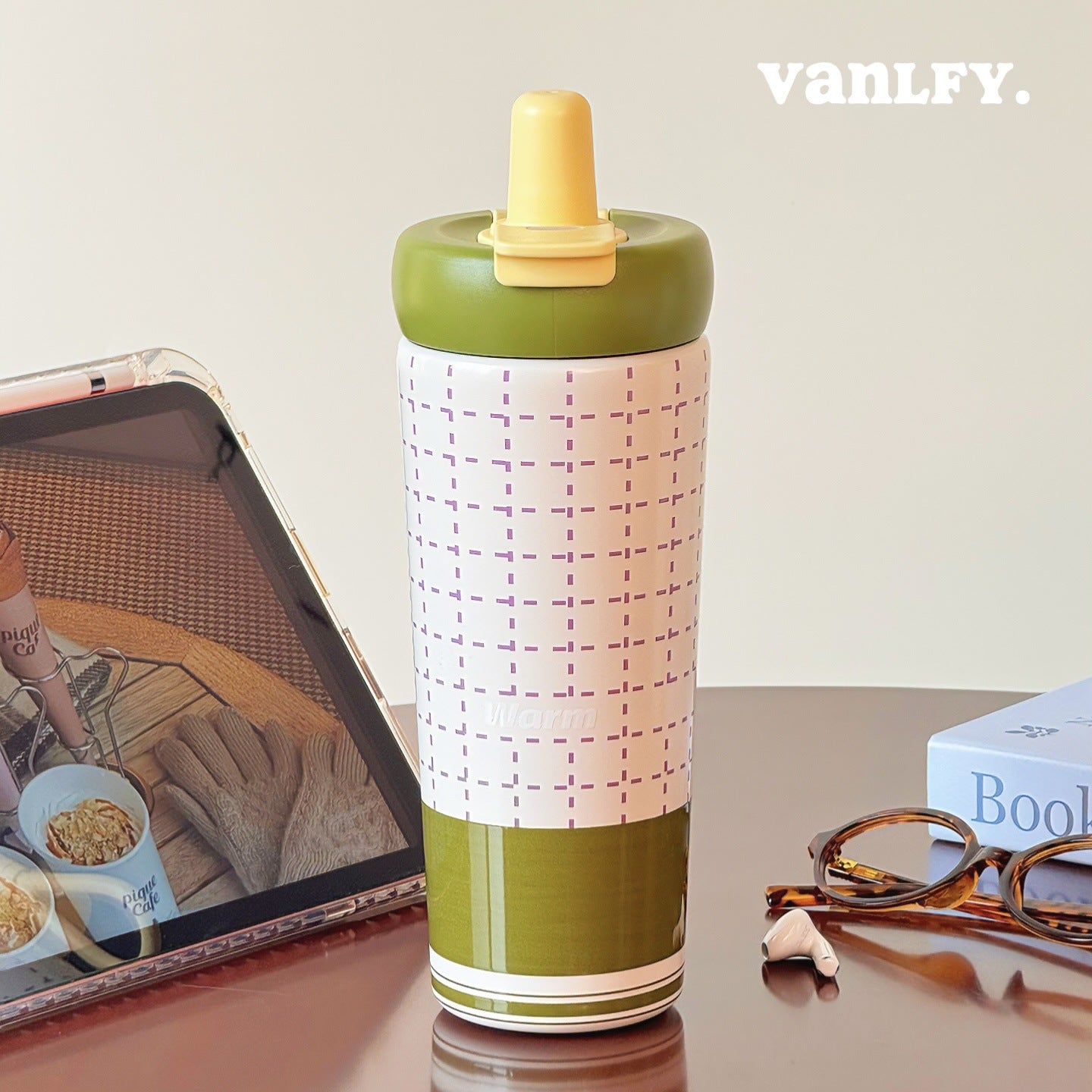 Women’s Insulated BPA-Free Plastic Water Bottle with Silicone Spill-Proof Cap and Playful Motif