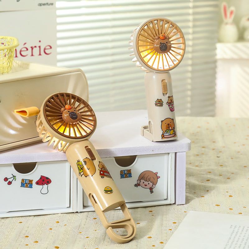 Portable Mini Hand Fan with Animal Designs USB Rechargeable Lightweight Personal Cooling Fan