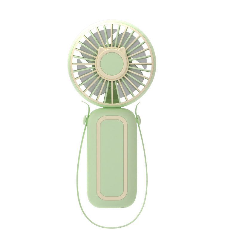 Women's Portable Handheld Fan with Integrated Neck Strap USB Rechargeable Adjustable Speed