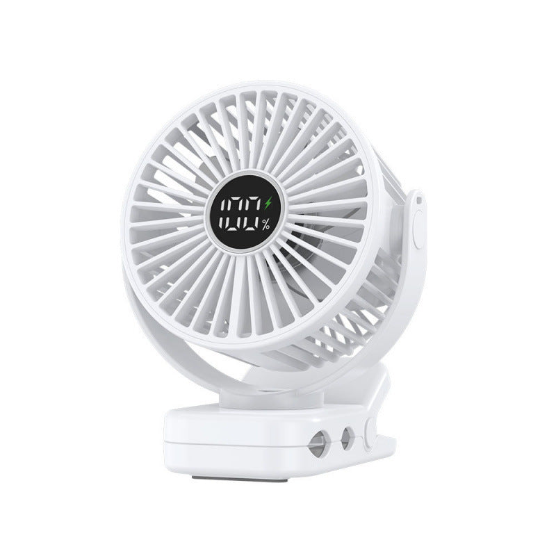 Adjustable Clip-On Cooling Fan Portable Rechargeable Battery-Powered Personal Desk Fan with LED Display