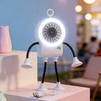 Creative Table Fan with LED Light and Ergonomic Flexible Legs Compact Portable Cooling Fan for Desk or Nightstand