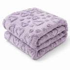 Brehn Women's Cozy Fleece Blanket with Heart Design Soft Warm Throw Blanket