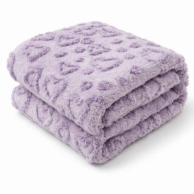 Brehn Women's Cozy Fleece Blanket with Heart Design Soft Warm Throw Blanket