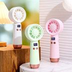 Portable Handheld Fan with Humidifier and Digital Display USB Rechargeable Compact