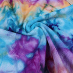 Women's Fleece Poncho with Hood Tie-Dye Pattern Soft Warm One Size
