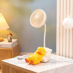 Ladies Table Fan USB Powered Cute Duck Design Quiet Operation Adjustable Tilt