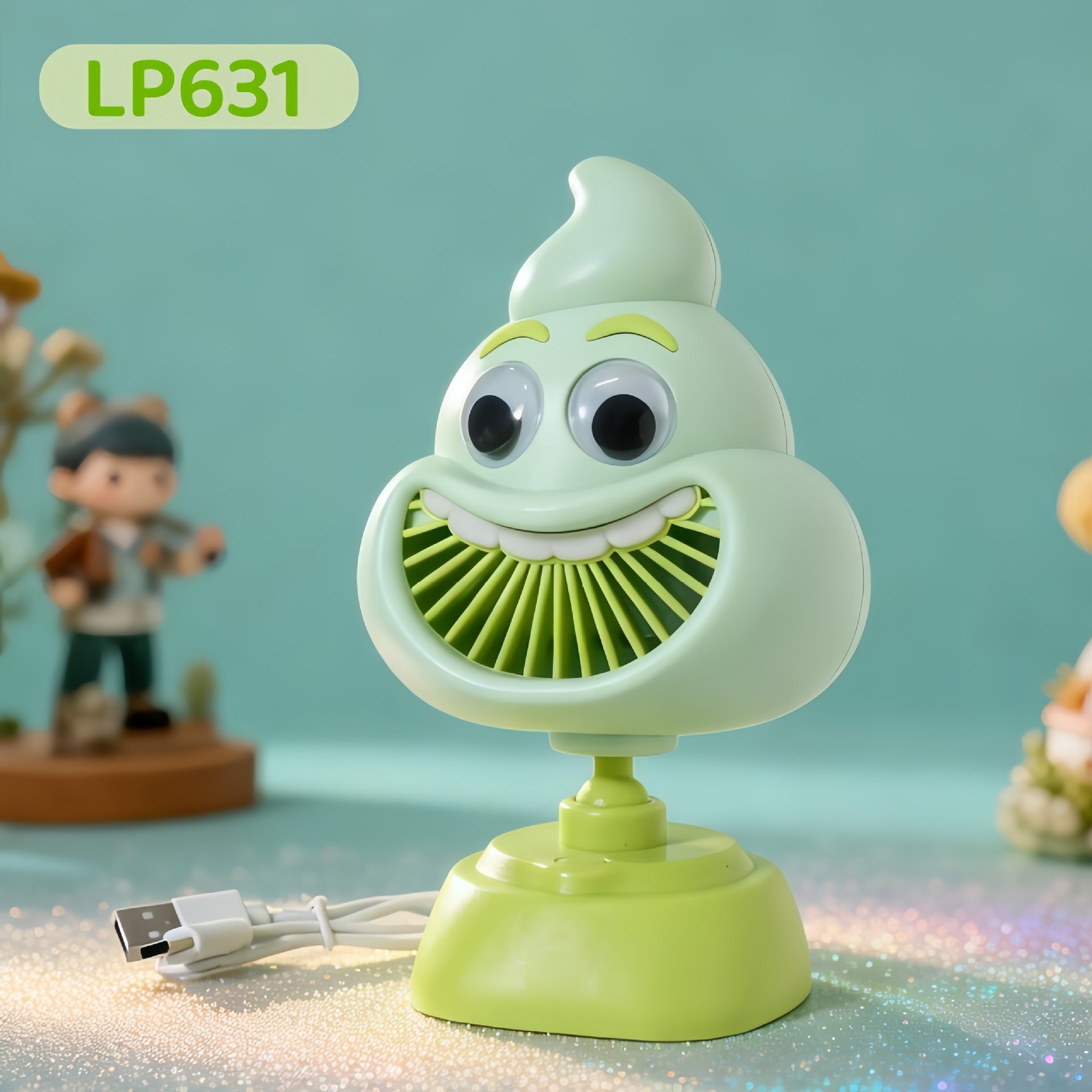 USB Desk Fan Compact Portable Quiet Motor Adjustable Tilt Reindeer Design